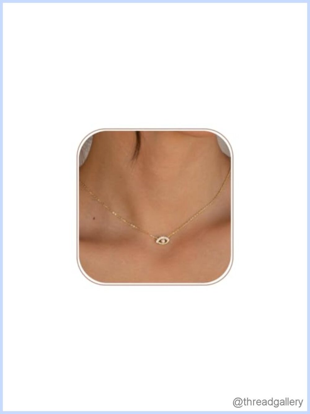 14K Gold-Plated Evil Eye Pearl Pendant Necklace Dainty Layering Jewelry Gift